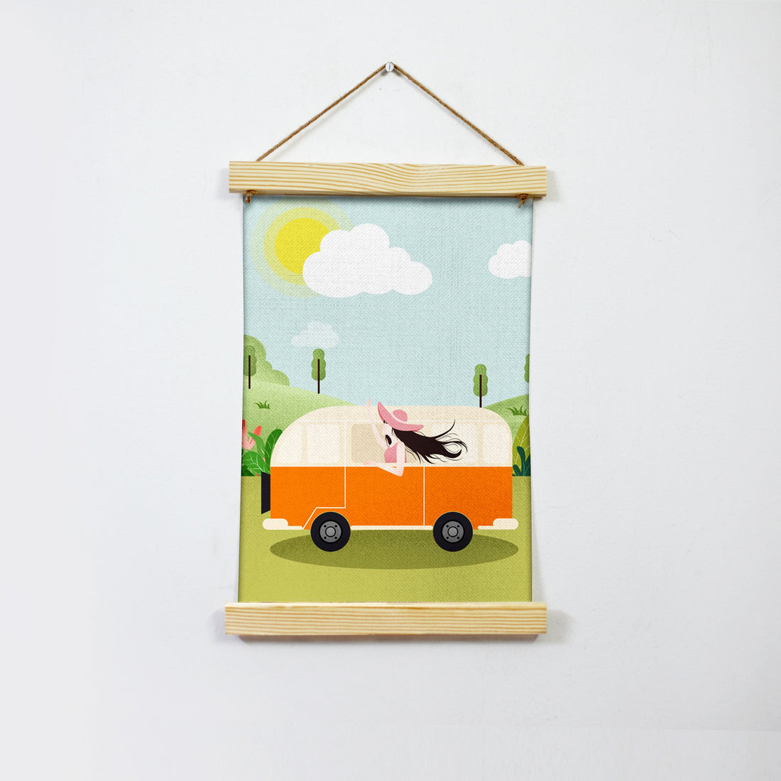 Travel Time Hanging Canvas Painting - Meri Deewar Hanging Canvas Premium Wall Art Canvas by MeriDeewar