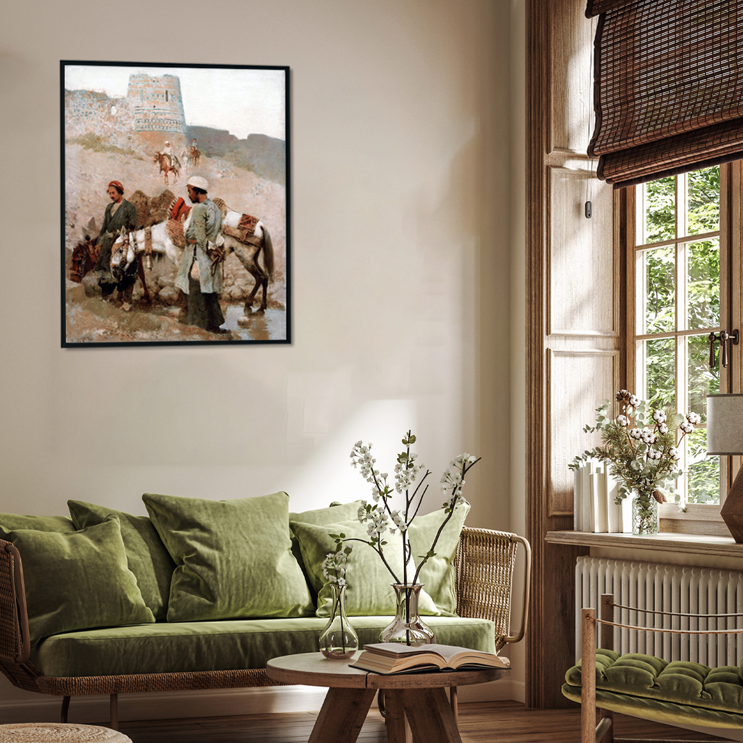 Traveling in Persia Painting 4 :5 Vertical Premium Wall Art Canvas by MeriDeewar