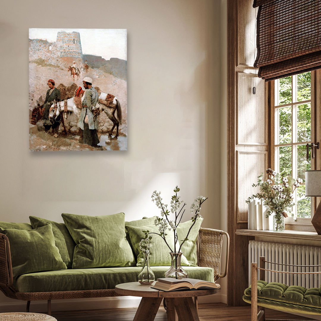 Traveling in Persia Painting 4 :5 Vertical Premium Wall Art Canvas by MeriDeewar