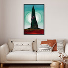 Tree Cactus Moon Painting - Meri Deewar 2 : 3 Vertical Premium Wall Art Canvas by MeriDeewar