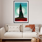 Tree Cactus Moon Painting - Meri Deewar 2 : 3 Vertical Premium Wall Art Canvas by MeriDeewar