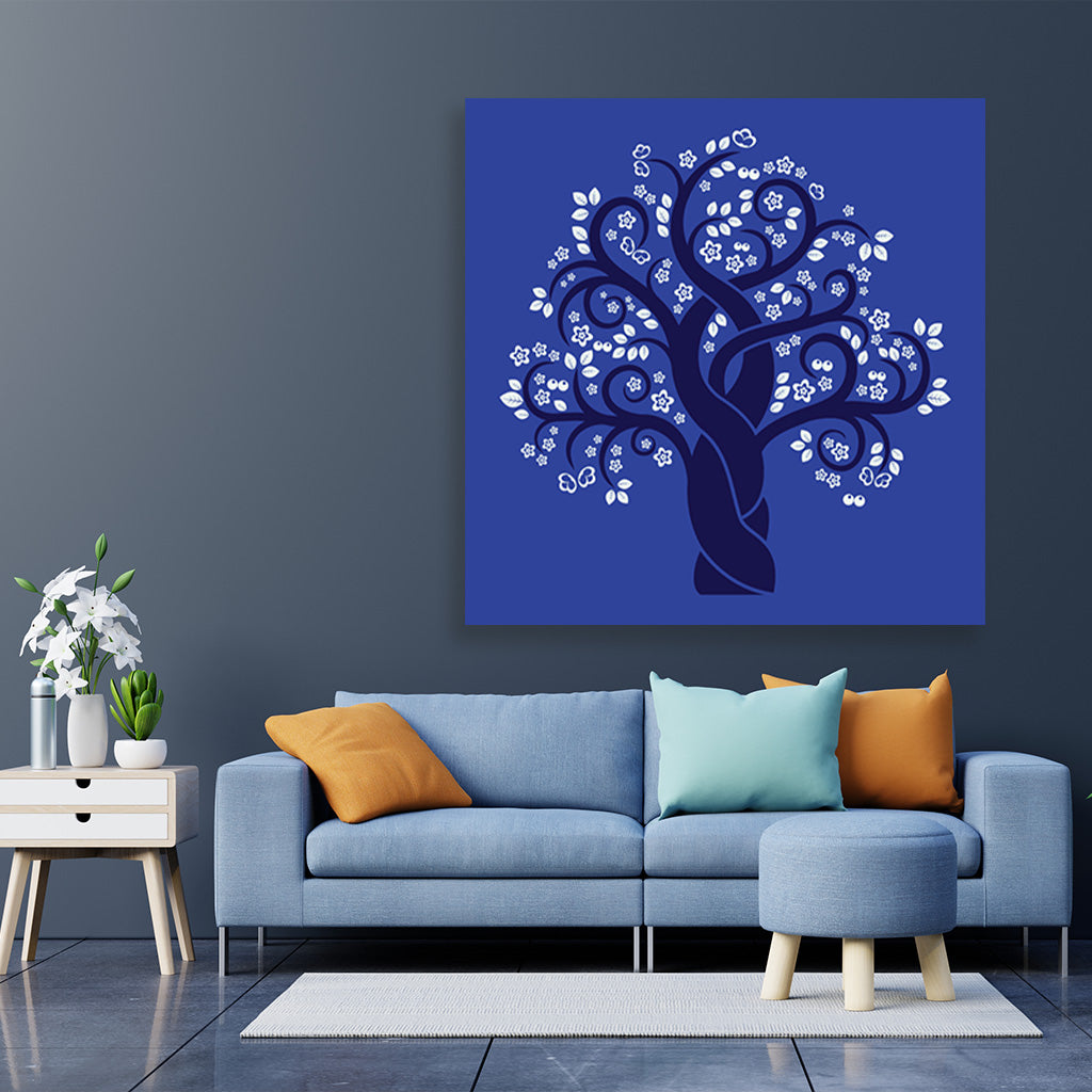 Tree painting 1 : 1 Square Premium Wall Art Canvas by MeriDeewar