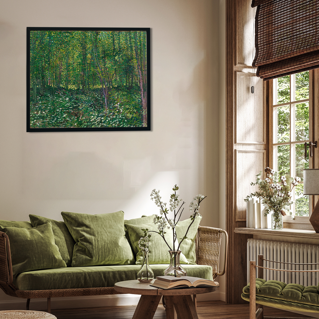 Trees And Undergrowth Painting 2 : 1 Horizontal Premium Wall Art Canvas by MeriDeewar