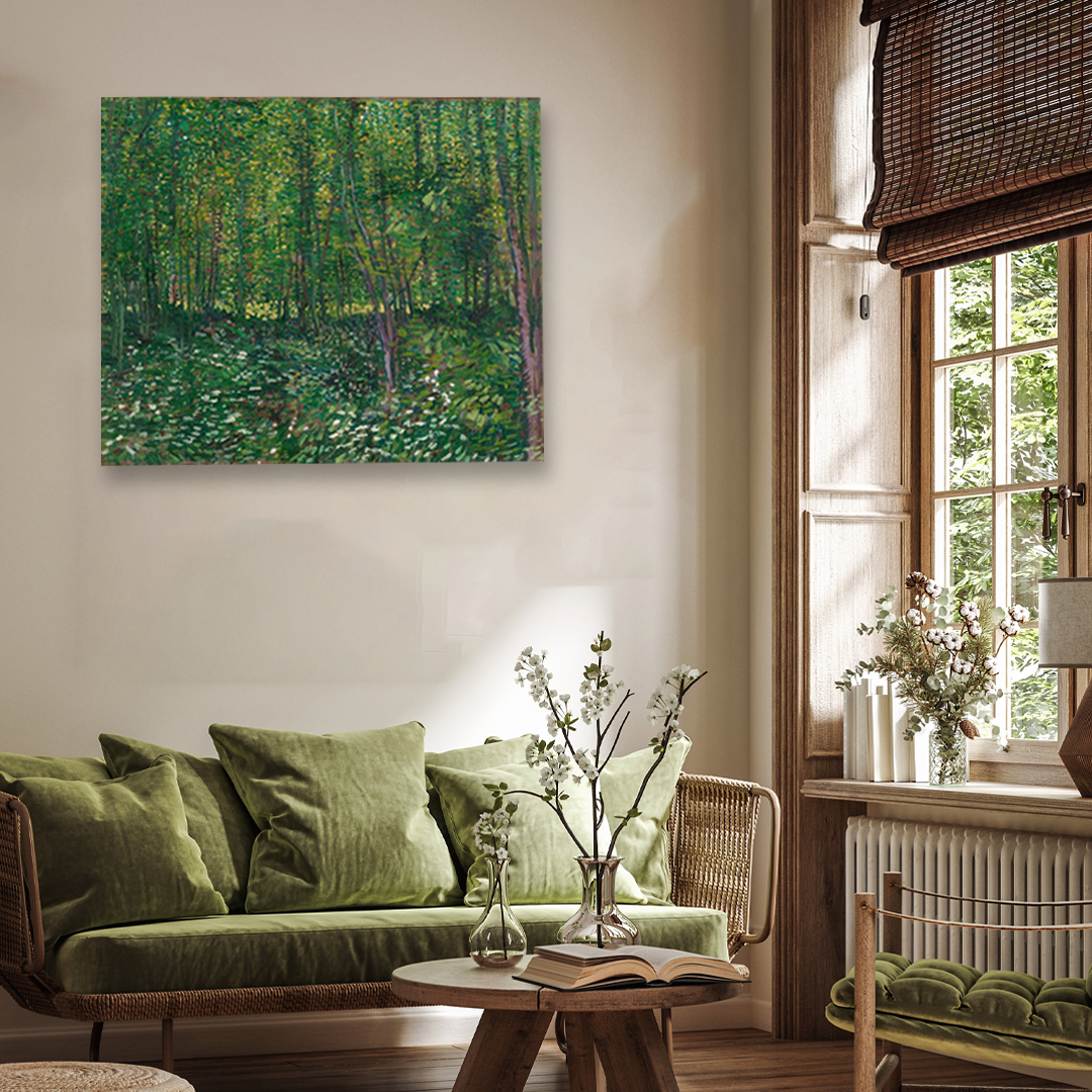 Trees And Undergrowth Painting 2 : 1 Horizontal Premium Wall Art Canvas by MeriDeewar