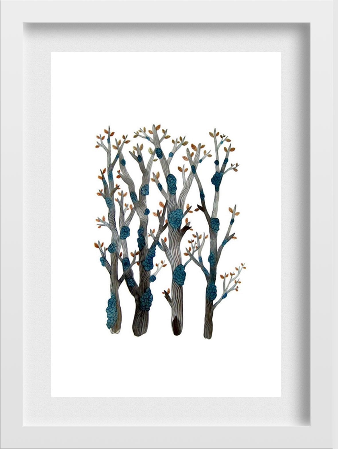 Trees Branches Painting - Meri Deewar 2 : 3 Vertical Premium Wall Art Canvas by MeriDeewar