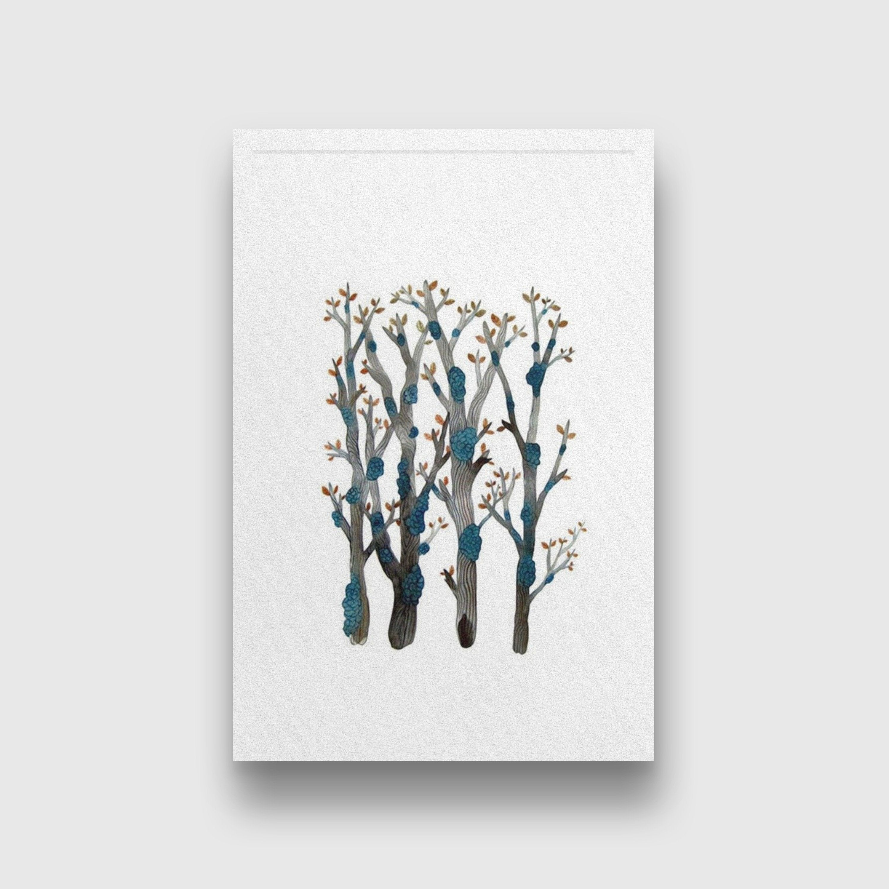 Trees Branches Painting - Meri Deewar 2 : 3 Vertical Premium Wall Art Canvas by MeriDeewar