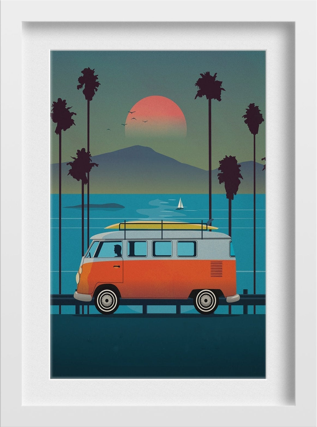 Trip to Malibu Art Painting - Meri Deewar 2 : 3 Vertical Premium Wall Art Canvas by MeriDeewar