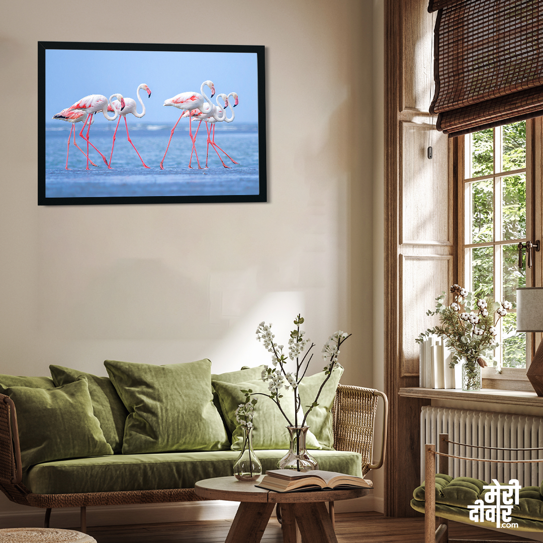 Tropical Flamingo Wall Painting 3 : 2 Horizontal Premium Wall Art Canvas by MeriDeewar