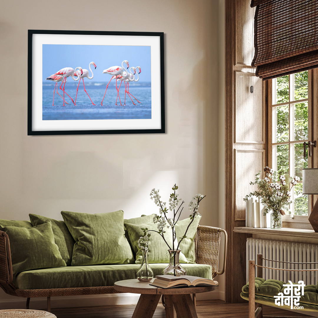 Tropical Flamingo Wall Painting 3 : 2 Horizontal Premium Wall Art Canvas by MeriDeewar