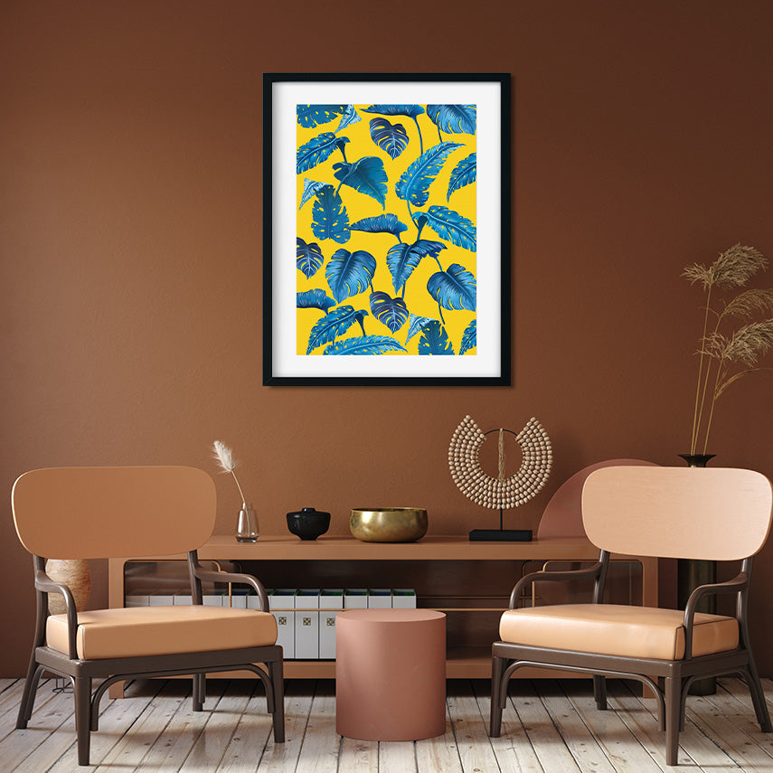 Tropical Monstera Leaves Painting 2 : 3 Vertical Premium Wall Art Canvas by MeriDeewar