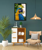 Tropical parrot yellow blue Painting - Meri Deewar 2 : 3 Vertical Premium Wall Art Canvas by MeriDeewar