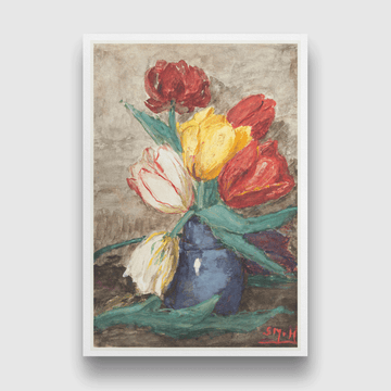 Tulips in a vase Painting 2 : 3 Vertical Premium Wall Art Canvas by MeriDeewar