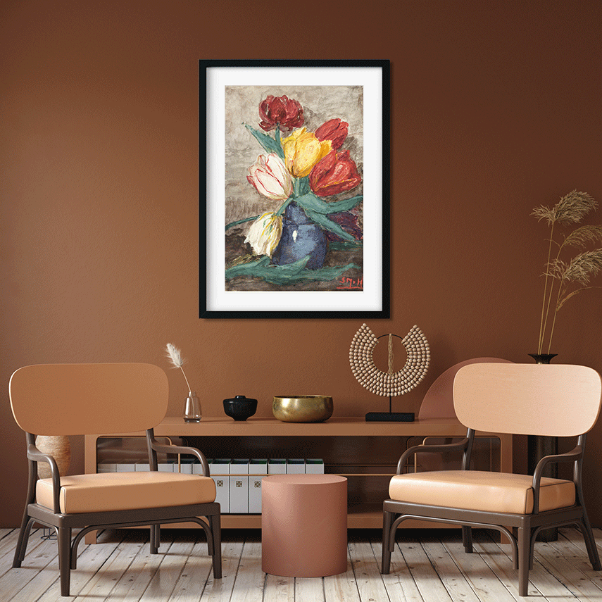 Tulips in a vase Painting 2 : 3 Vertical Premium Wall Art Canvas by MeriDeewar