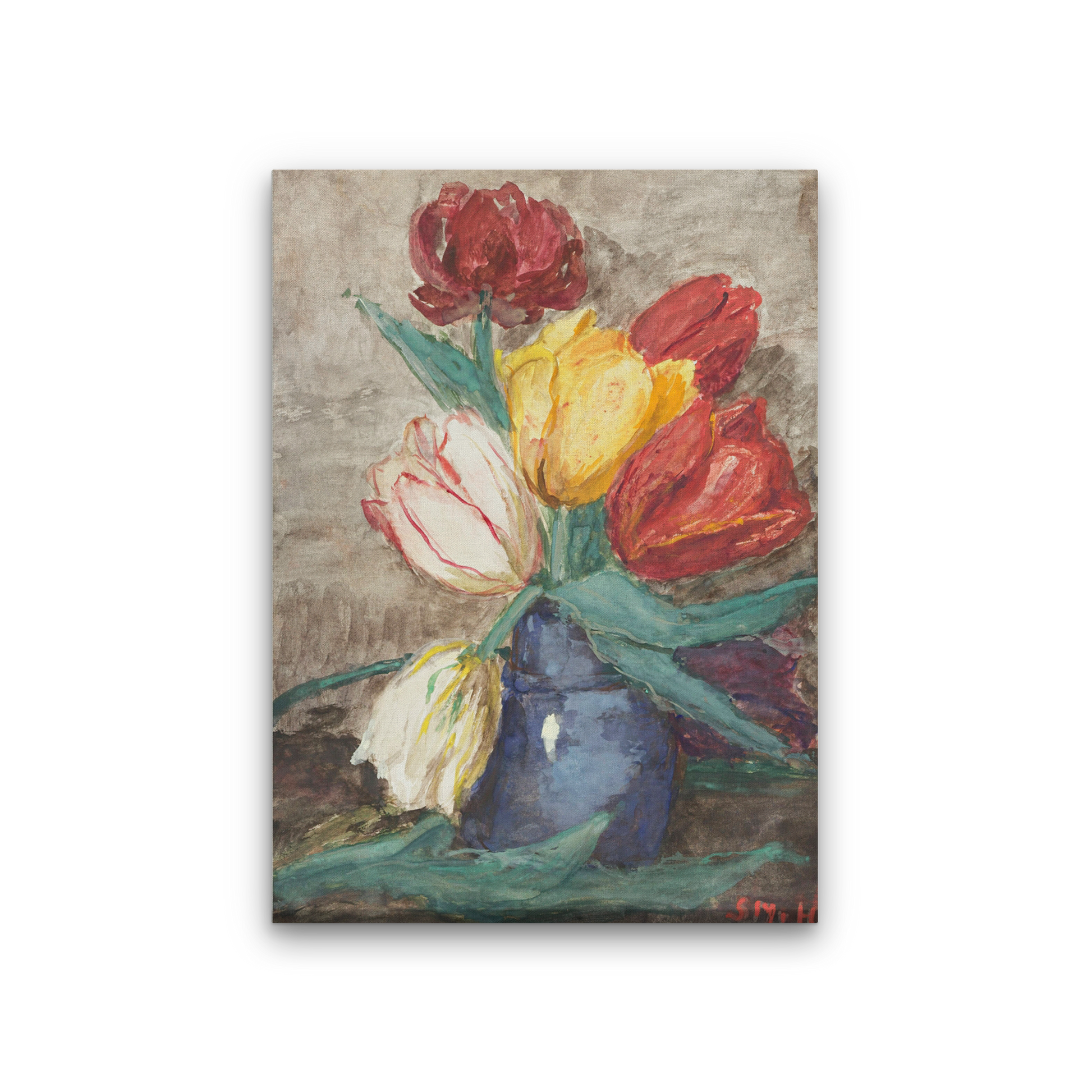 Tulips in a vase Painting 2 : 3 Vertical Premium Wall Art Canvas by MeriDeewar