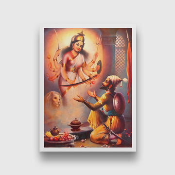 Tulja Bhavi Mata & Shivaji Maharaj - Painting 3 : 4 Vertical Premium Wall Art Canvas by MeriDeewar