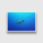 Turtle in the Blue Sea Painting - Meri Deewar 3 : 2 Horizontal Premium Wall Art Canvas by MeriDeewar