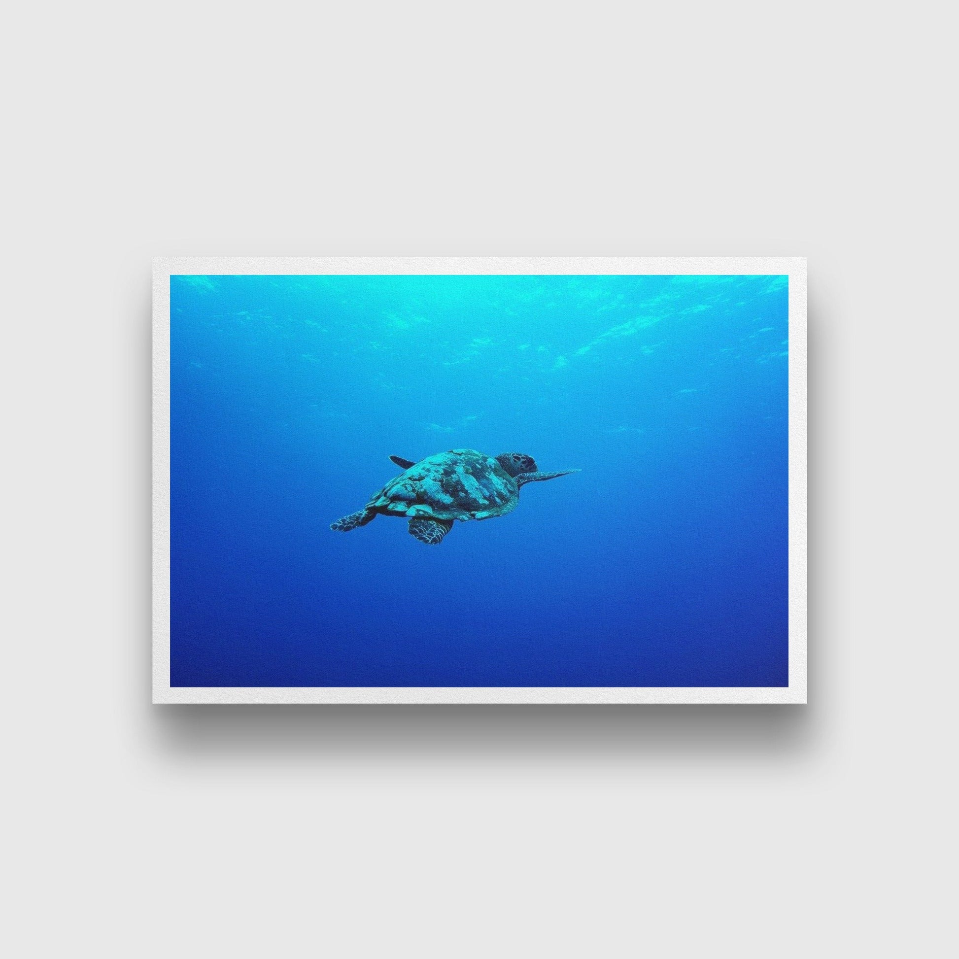 Turtle in the Blue Sea Painting - Meri Deewar 3 : 2 Horizontal Premium Wall Art Canvas by MeriDeewar