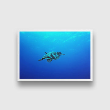 Turtle in the Blue Sea Painting - Meri Deewar 3 : 2 Horizontal Premium Wall Art Canvas by MeriDeewar