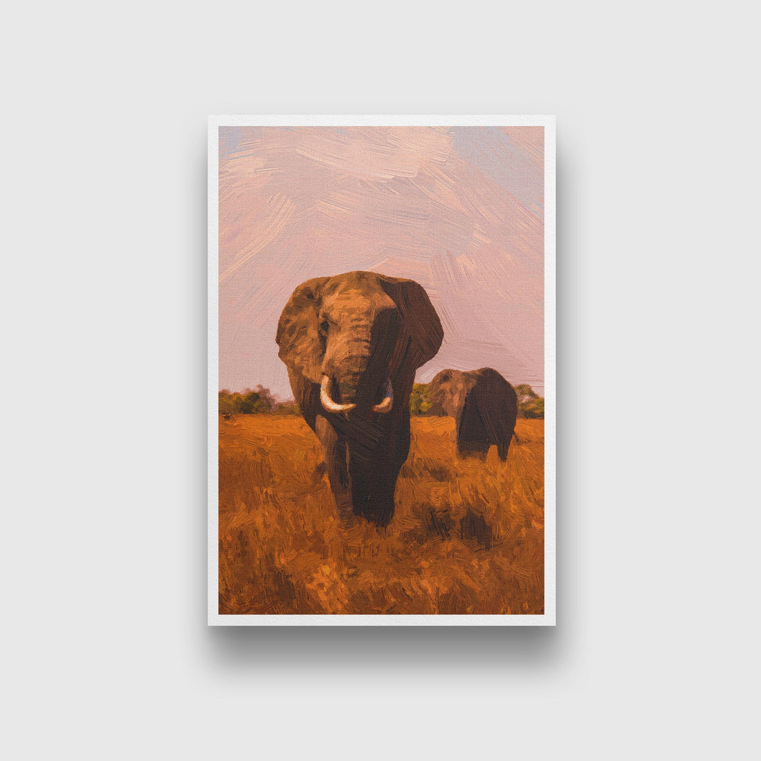 Two African Elephants Painting - Meri Deewar 2 : 3 Vertical Premium Wall Art Canvas by MeriDeewar