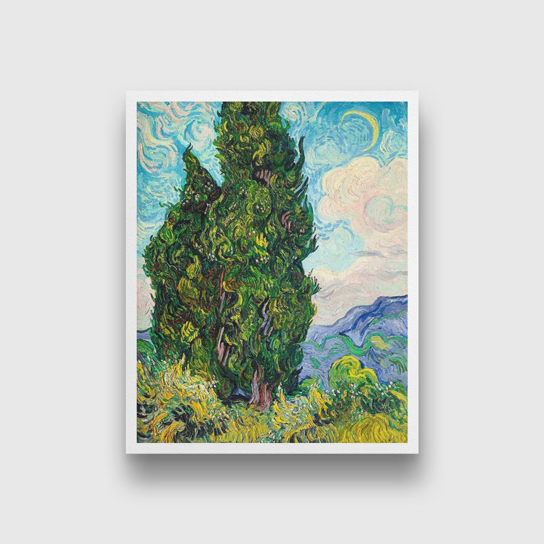 Two Cypresses By Van Gogh Painting - Meri Deewar 4 :5 Vertical Premium Wall Art Canvas by MeriDeewar