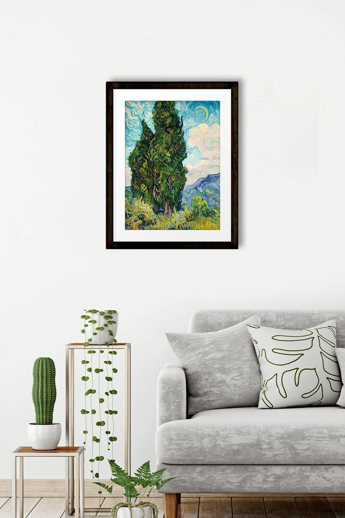 Two Cypresses By Van Gogh Painting - Meri Deewar 4 :5 Vertical Premium Wall Art Canvas by MeriDeewar