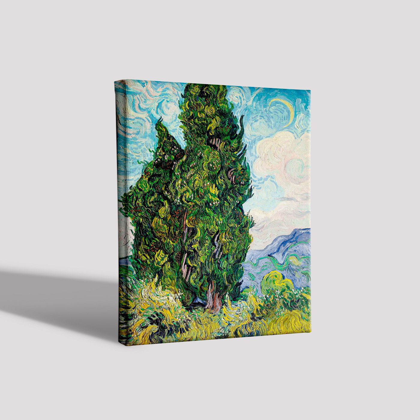 Two Cypresses By Van Gogh Painting - Meri Deewar 4 :5 Vertical Premium Wall Art Canvas by MeriDeewar