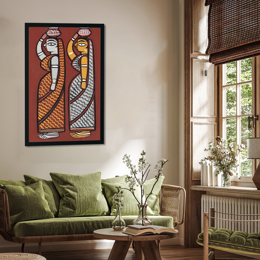 Two Ladies Painting 2 : 3 Vertical Premium Wall Art Canvas by MeriDeewar