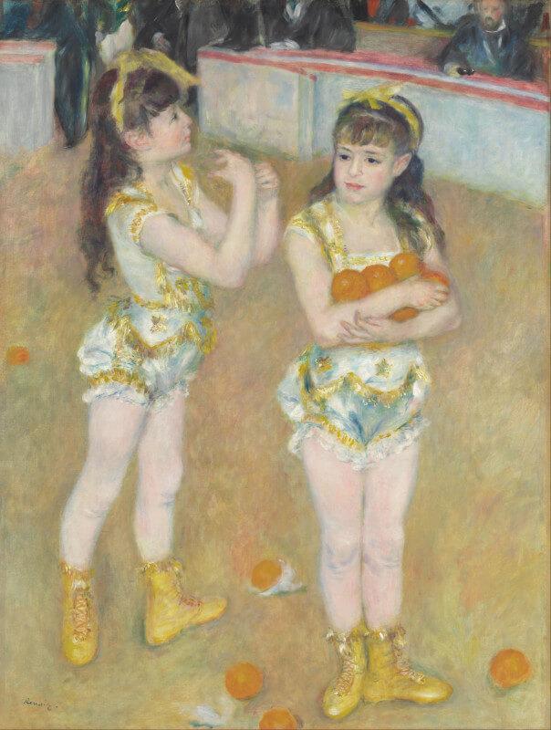 Two Little Circus Girls Painting - Meri Deewar 3 : 4 Vertical Premium Wall Art Canvas by MeriDeewar