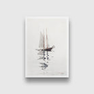 Two–masted Schooner with Dory painting - Meri Deewar 2 : 3 Vertical Premium Wall Art Canvas by MeriDeewar