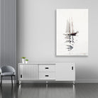 Two–masted Schooner with Dory painting - Meri Deewar 2 : 3 Vertical Premium Wall Art Canvas by MeriDeewar