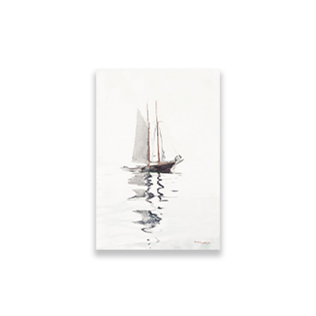 Two–masted Schooner with Dory painting - Meri Deewar 2 : 3 Vertical Premium Wall Art Canvas by MeriDeewar
