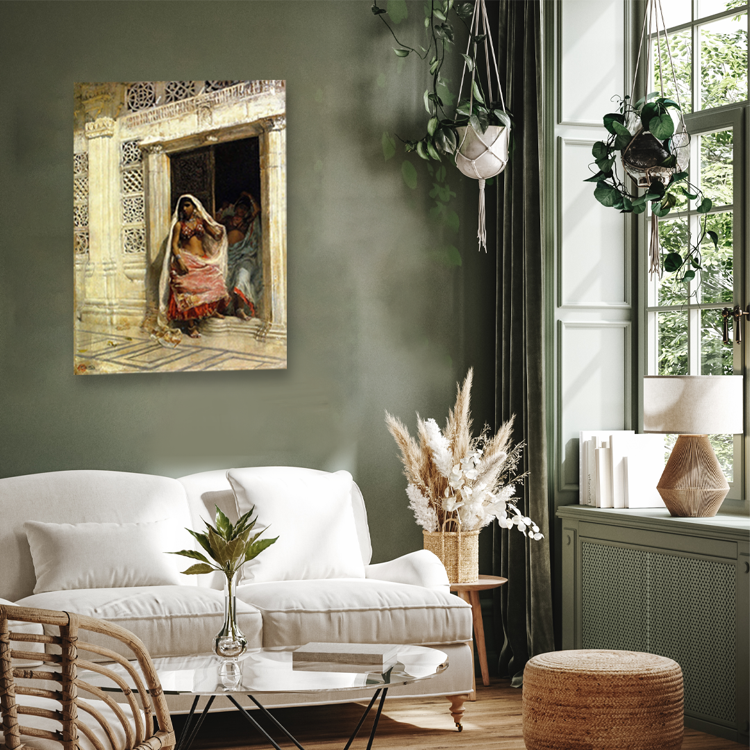 Two Nautch Girls Painting 3 : 4 Vertical Premium Wall Art Canvas by MeriDeewar