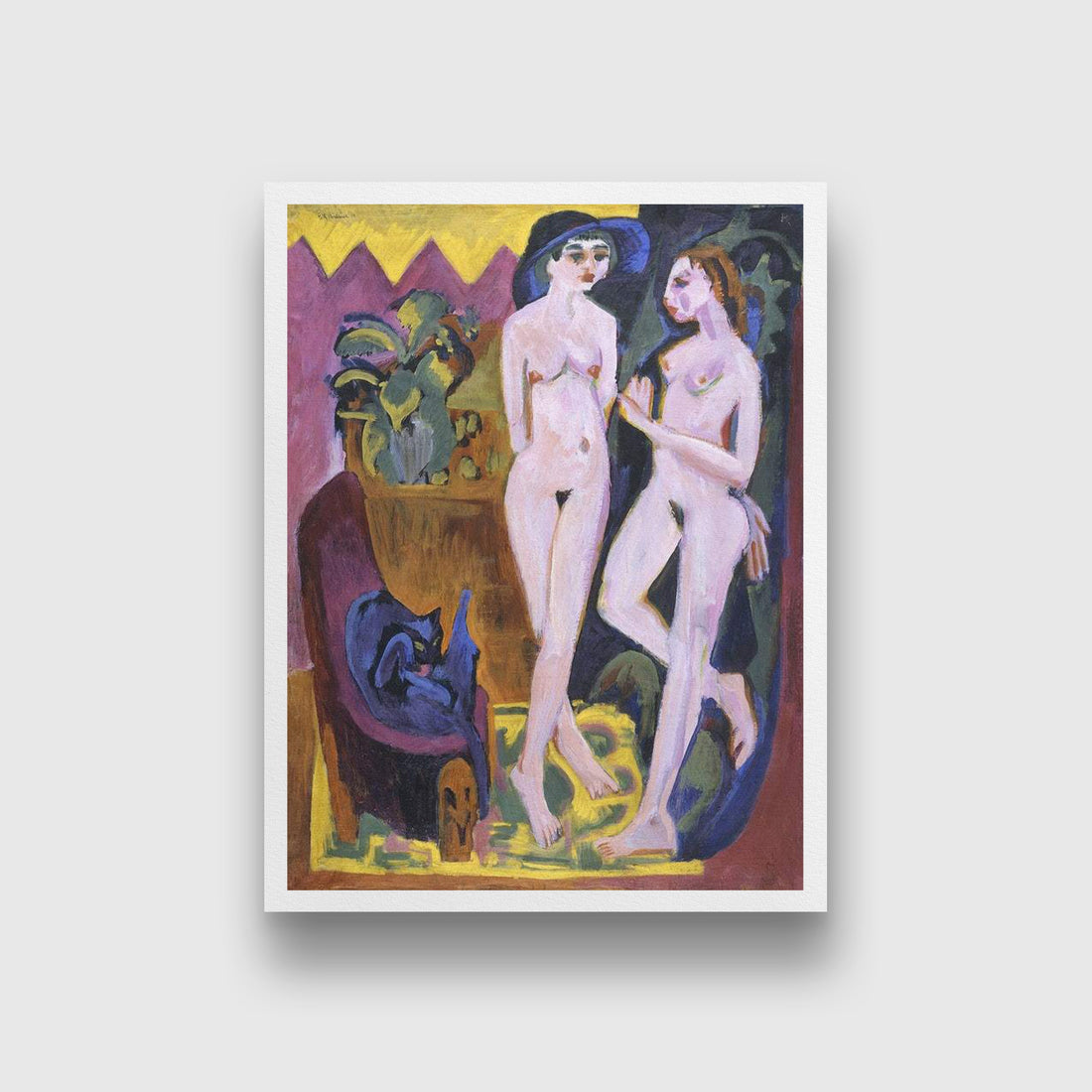 Two Nudes in a Room Painting - MeriDeewar 3 : 4 Vertical Premium Wall Art Canvas by MeriDeewar