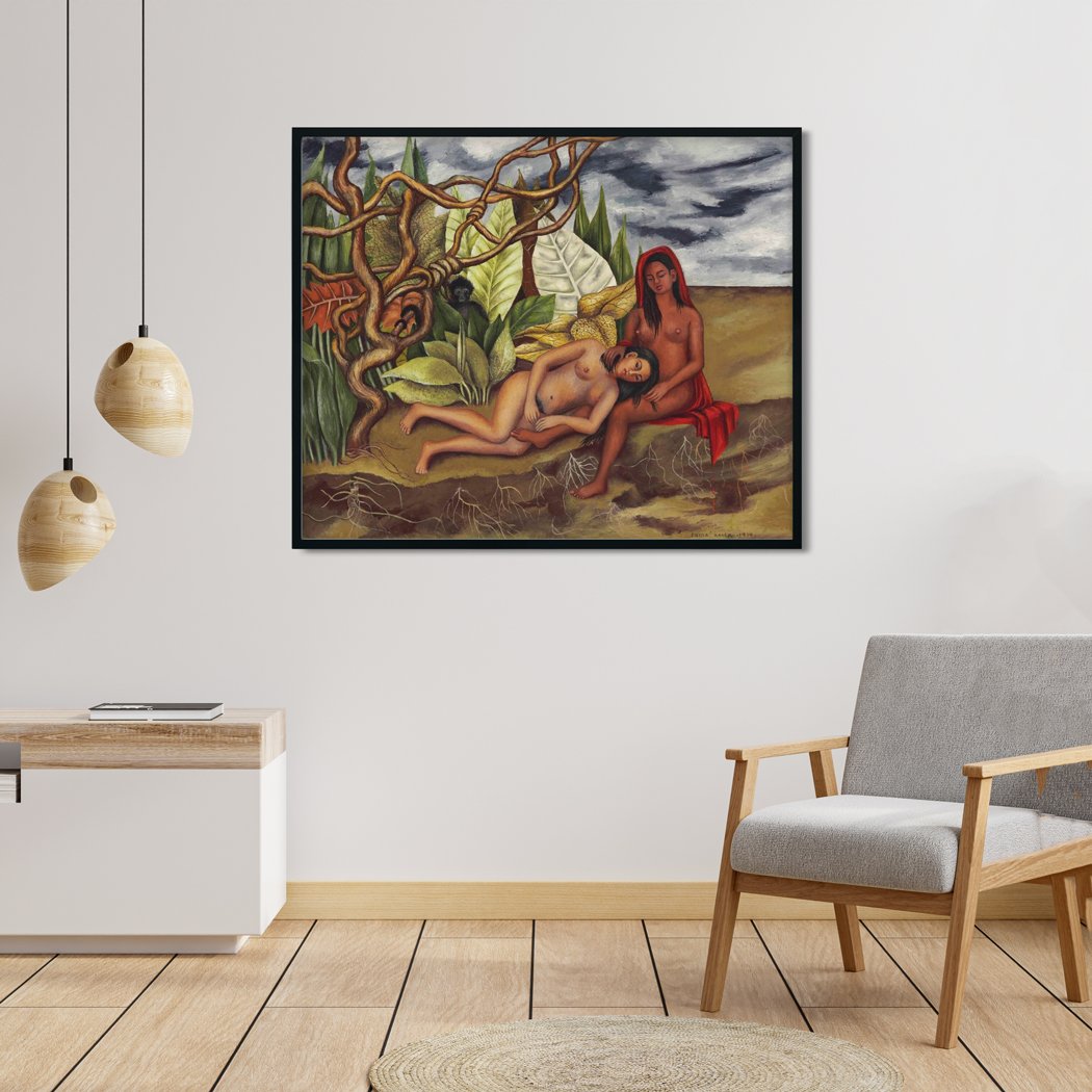Two Nudes in the Forest Painting - Meri Deewar 6 : 5 Horizontal Premium Wall Art Canvas by MeriDeewar