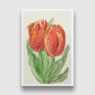 Two Red Tulips Painting 2 : 3 Vertical Premium Wall Art Canvas by MeriDeewar