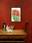 Two Red Tulips Painting 2 : 3 Vertical Premium Wall Art Canvas by MeriDeewar