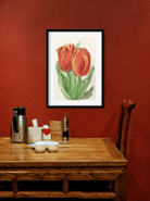 Two Red Tulips Painting 2 : 3 Vertical Premium Wall Art Canvas by MeriDeewar