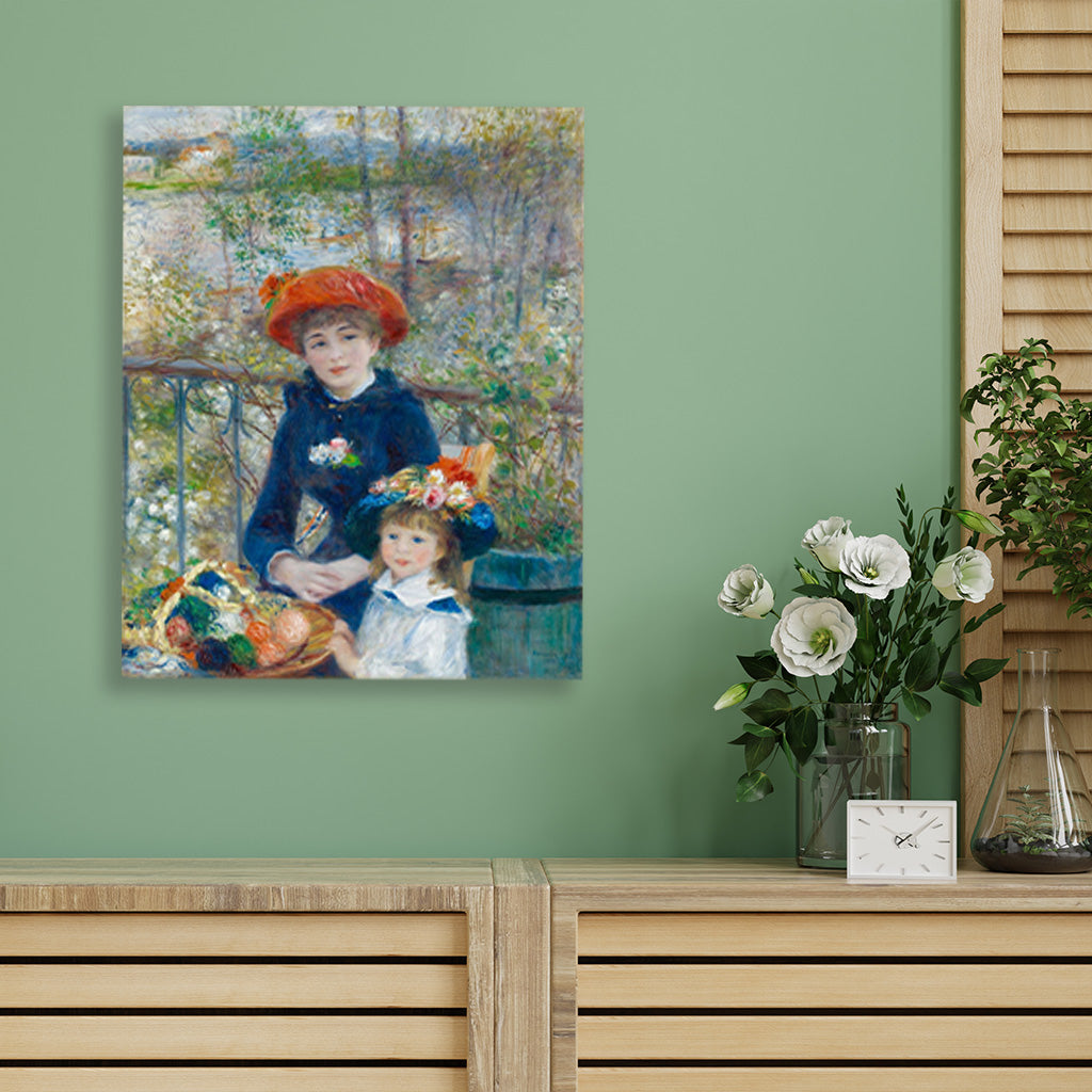 Two Sisters on the Terrace Painting - Meri Deewar 3 : 4 Vertical Premium Wall Art Canvas by MeriDeewar