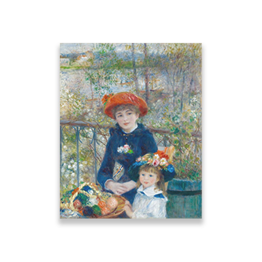 Two Sisters on the Terrace Painting - Meri Deewar 3 : 4 Vertical Premium Wall Art Canvas by MeriDeewar