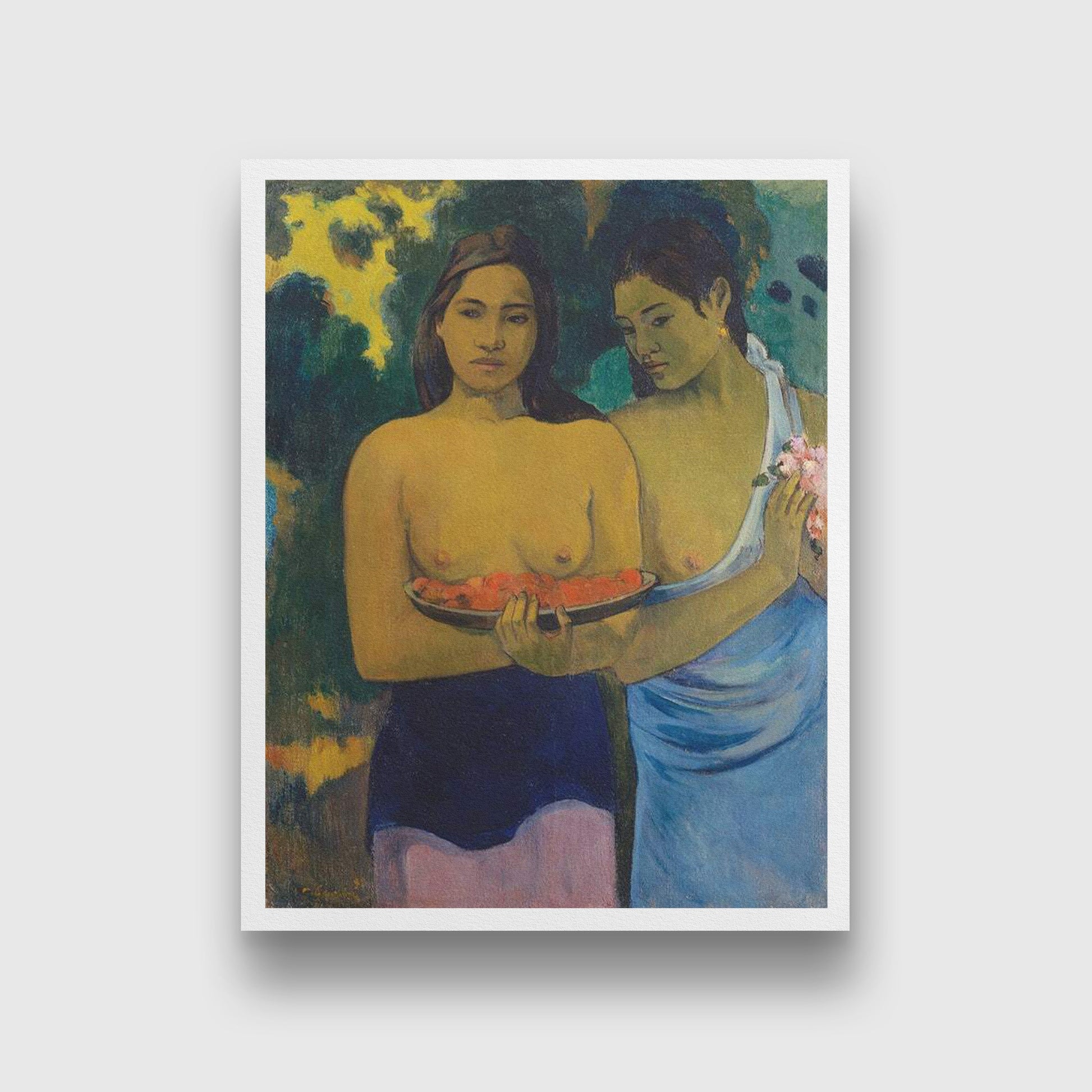 Two Tahitian Women Painting - Meri Deewar 3 : 4 Vertical Premium Wall Art Canvas by MeriDeewar