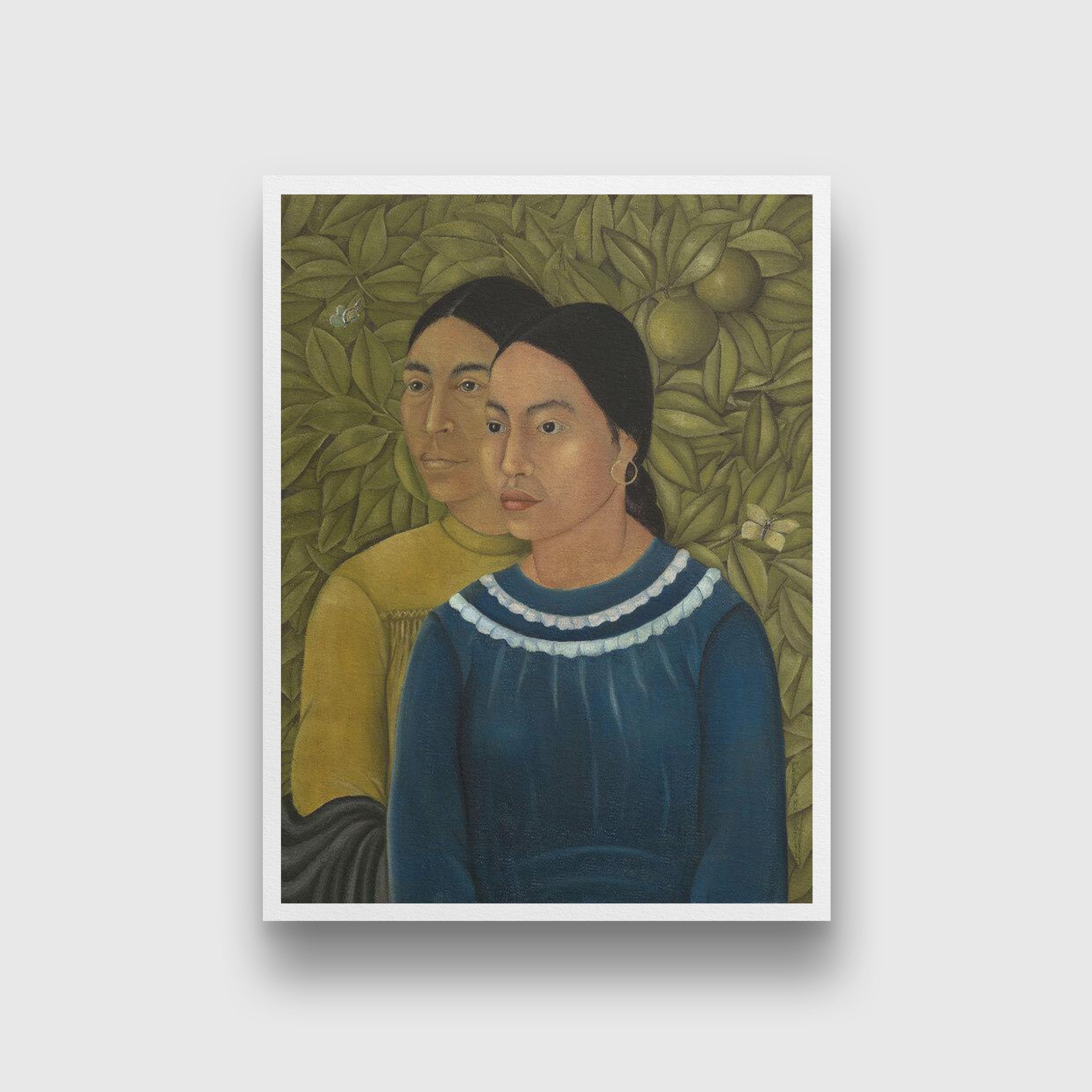 Two Women Salvadora and Herminia Painting - Meri Deewar 3 : 4 Vertical Premium Wall Art Canvas by MeriDeewar