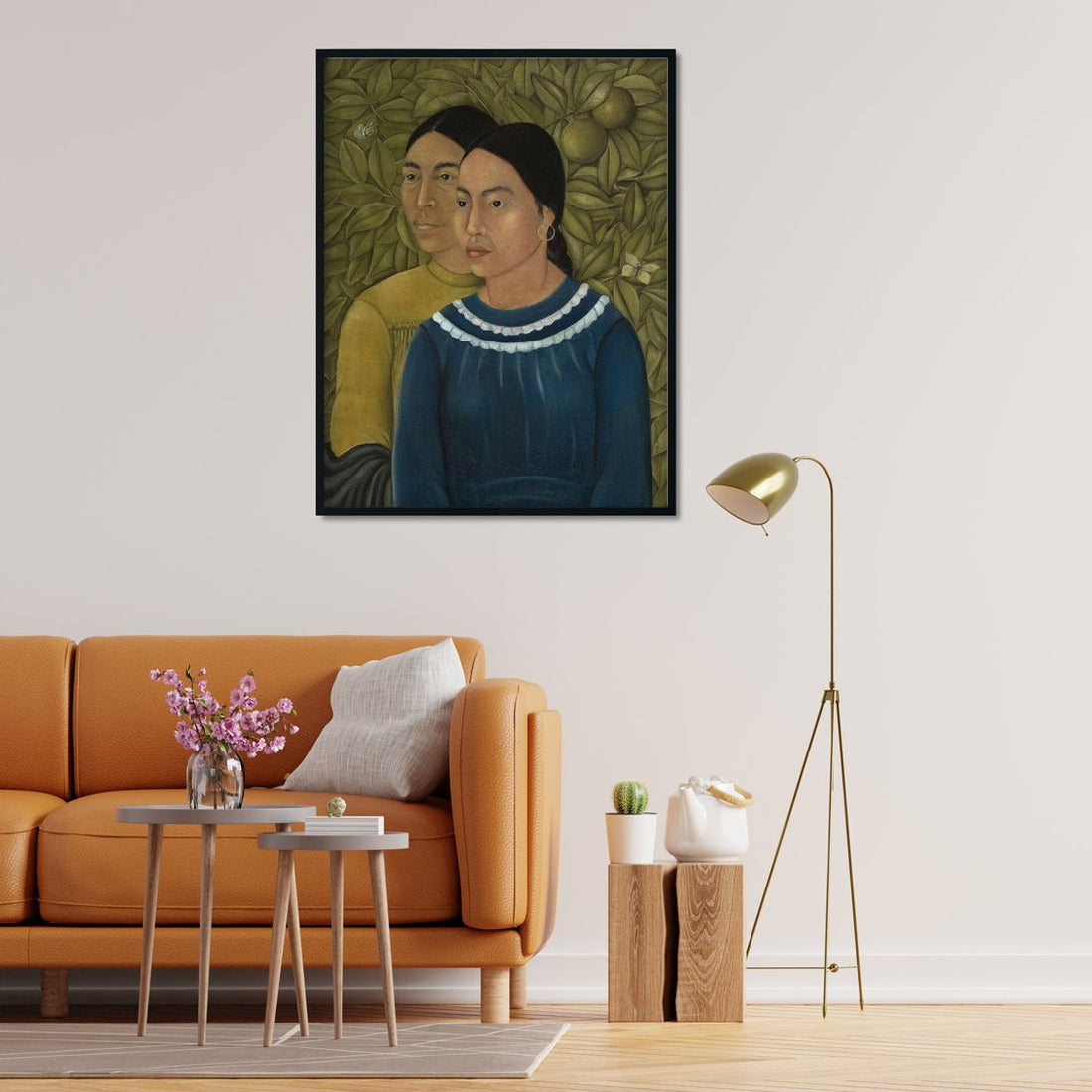 Two Women Salvadora and Herminia Painting - Meri Deewar 3 : 4 Vertical Premium Wall Art Canvas by MeriDeewar