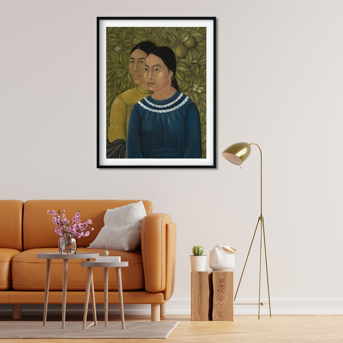 Two Women Salvadora and Herminia Painting - Meri Deewar 3 : 4 Vertical Premium Wall Art Canvas by MeriDeewar