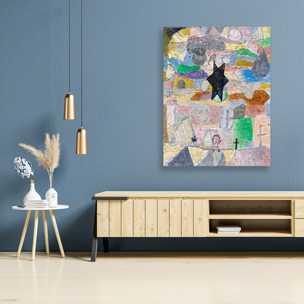 Under a black star painting - Meri Deewar 4 :5 Vertical Premium Wall Art Canvas by MeriDeewar