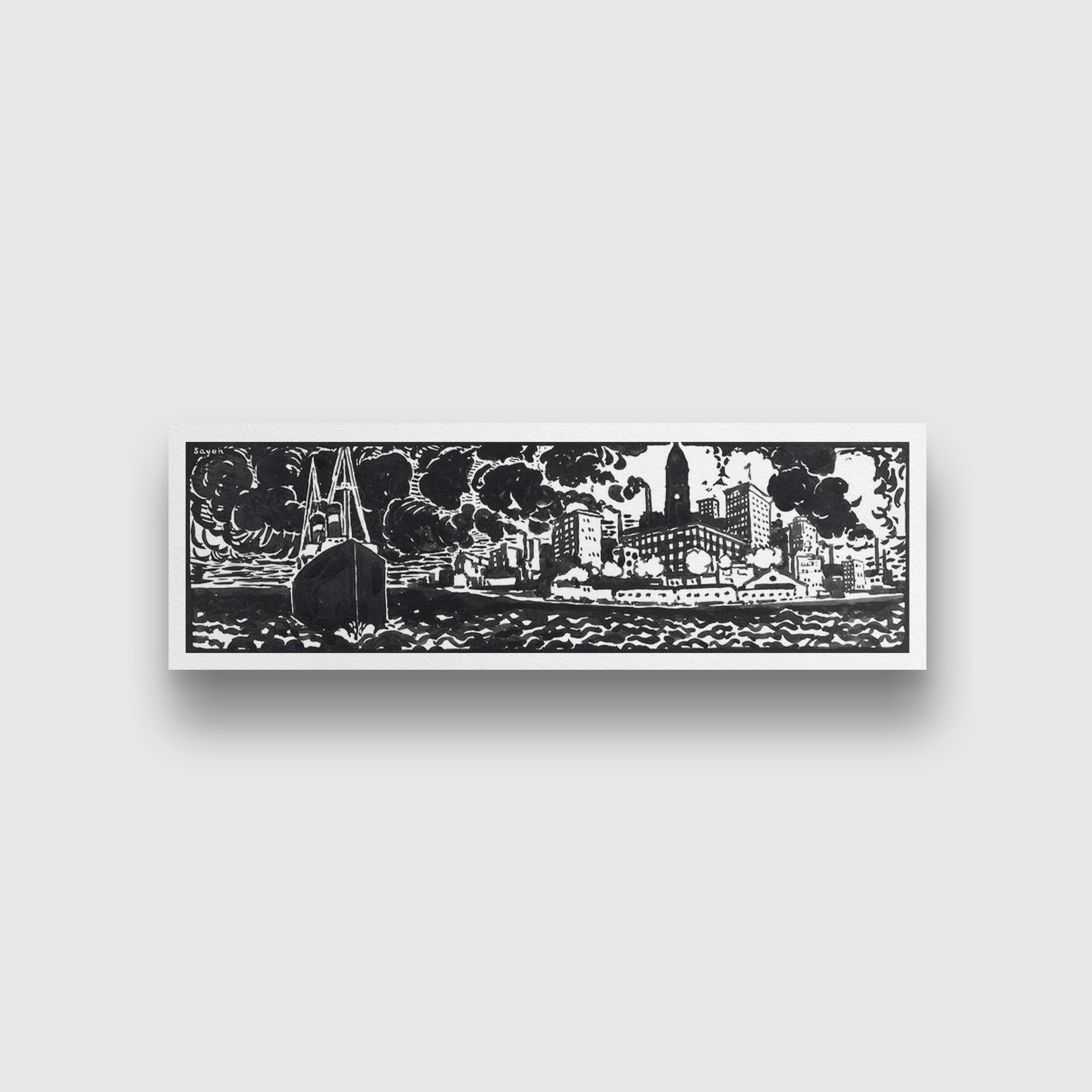 Urban Cityspace- Meri Deewar Panorama Paintings Premium Wall Art Canvas by MeriDeewar