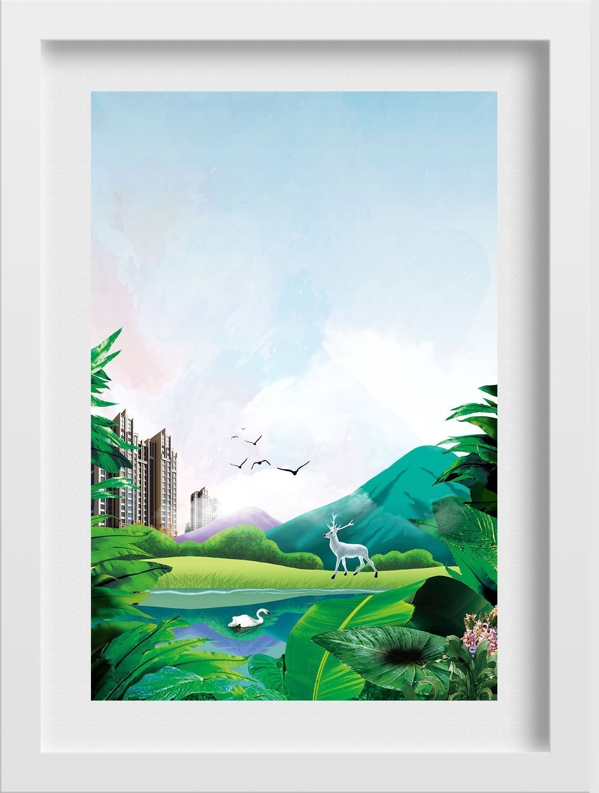 Urban Jungle Park Wall Art Painting - Meri Deewar 2 : 3 Vertical Premium Wall Art Canvas by MeriDeewar