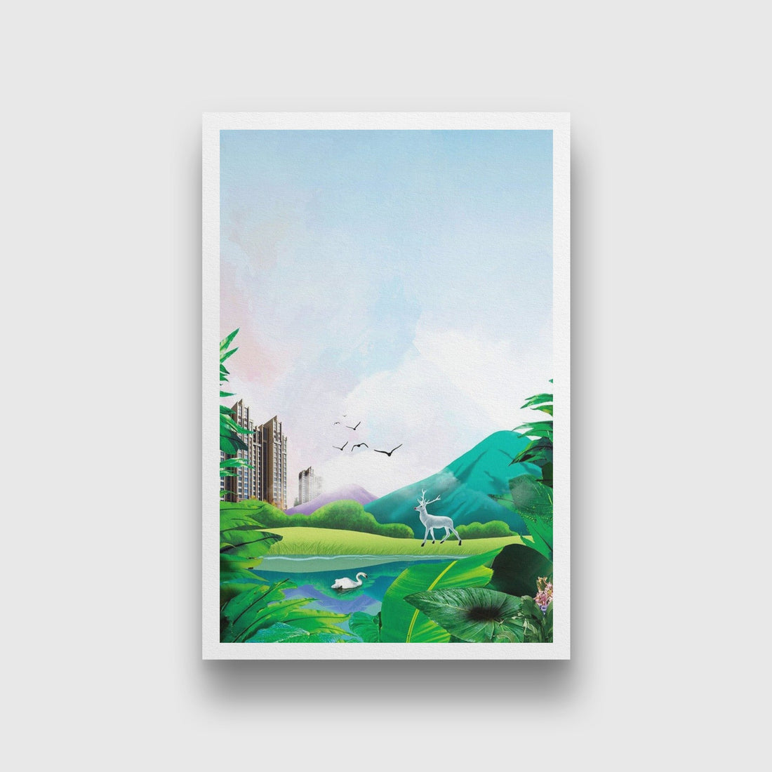 Urban Jungle Park Wall Art Painting - Meri Deewar 2 : 3 Vertical Premium Wall Art Canvas by MeriDeewar