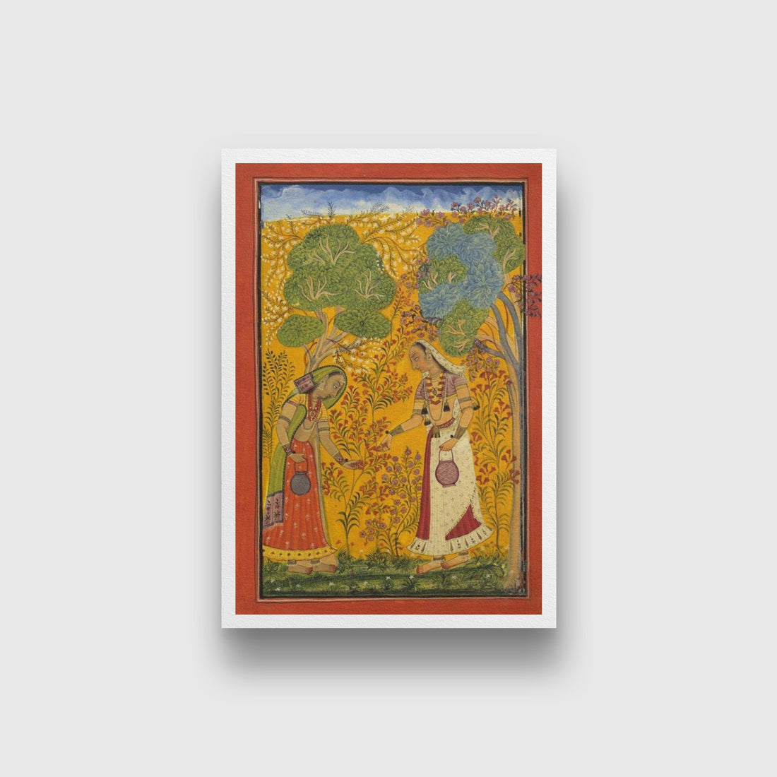 Vasanti Ragini, Wife of Hindol Raga Painting - Meri Deewar 4 :5 Vertical Premium Wall Art Canvas by MeriDeewar