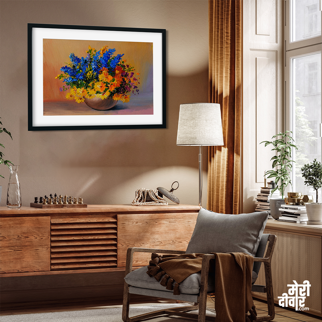 Vase Flower Wall Painting 4 : 3 Horizontal Premium Wall Art Canvas by MeriDeewar
