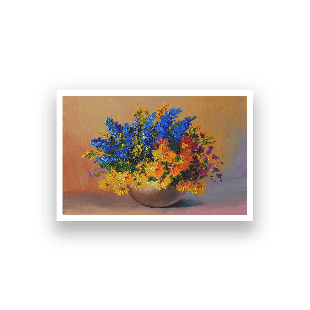 Vase Flower Wall Painting 4 : 3 Horizontal Premium Wall Art Canvas by MeriDeewar